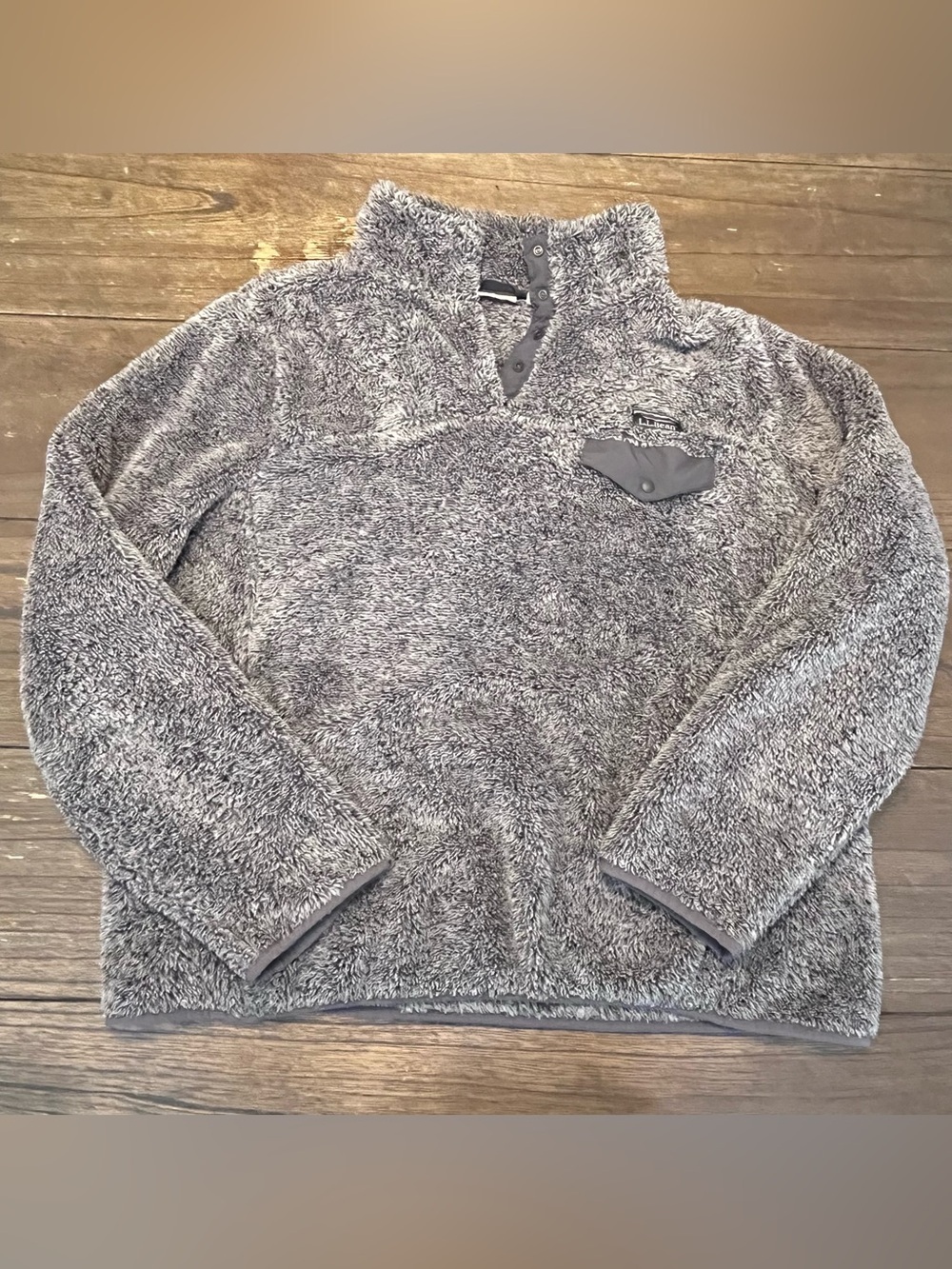 L.L. Bean Grey Snap Fleece Womens 1X - Picture 2 of 7
